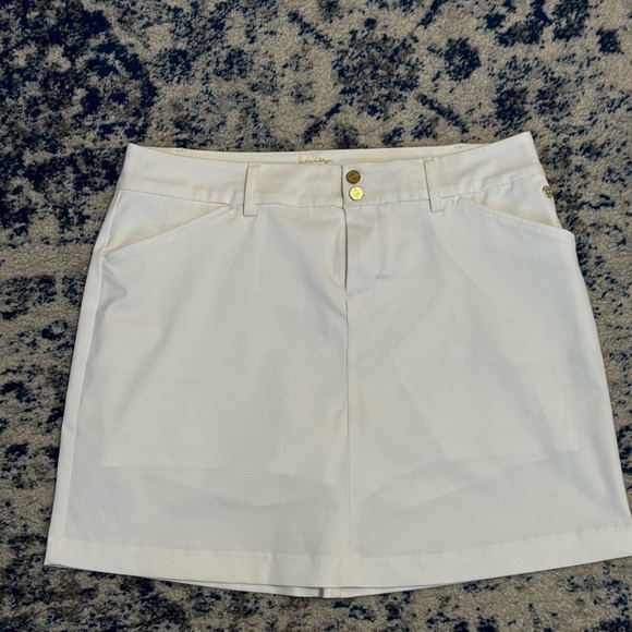 Lilly Pulitzer Luxletic White Golf Skort Skirt Size 14 Gold Button Detail - Picture 3 of 8